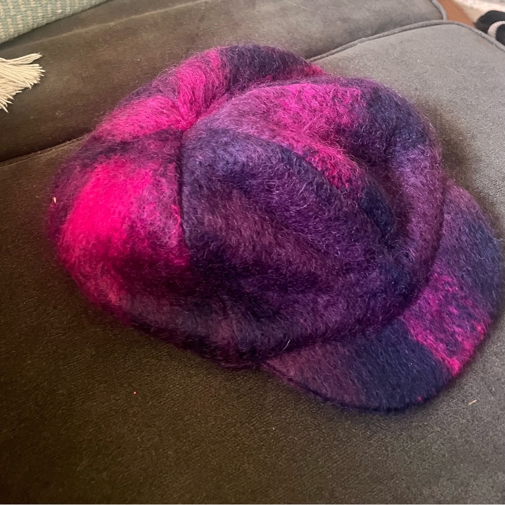Vibrant Pink and Purple Wool Cap
